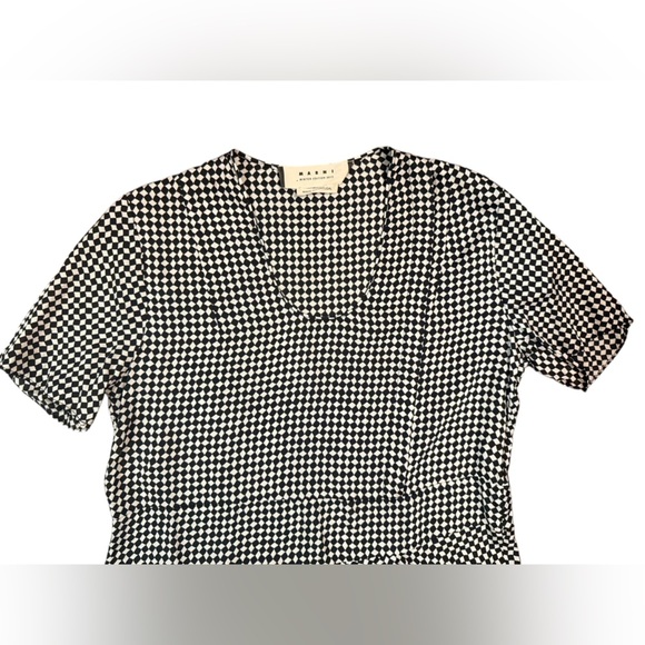 MARNI Winter Edition 2013 Black and White Checkered Blouse Size 44- US M (8-10) - Picture 5 of 11